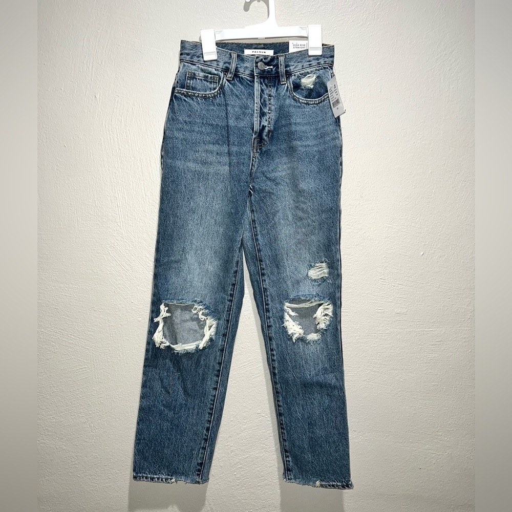 PacSun High Rise Straight Distressed Jeans